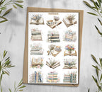 Floral Books Stickers: Vintage Library Planner Scrapbooking