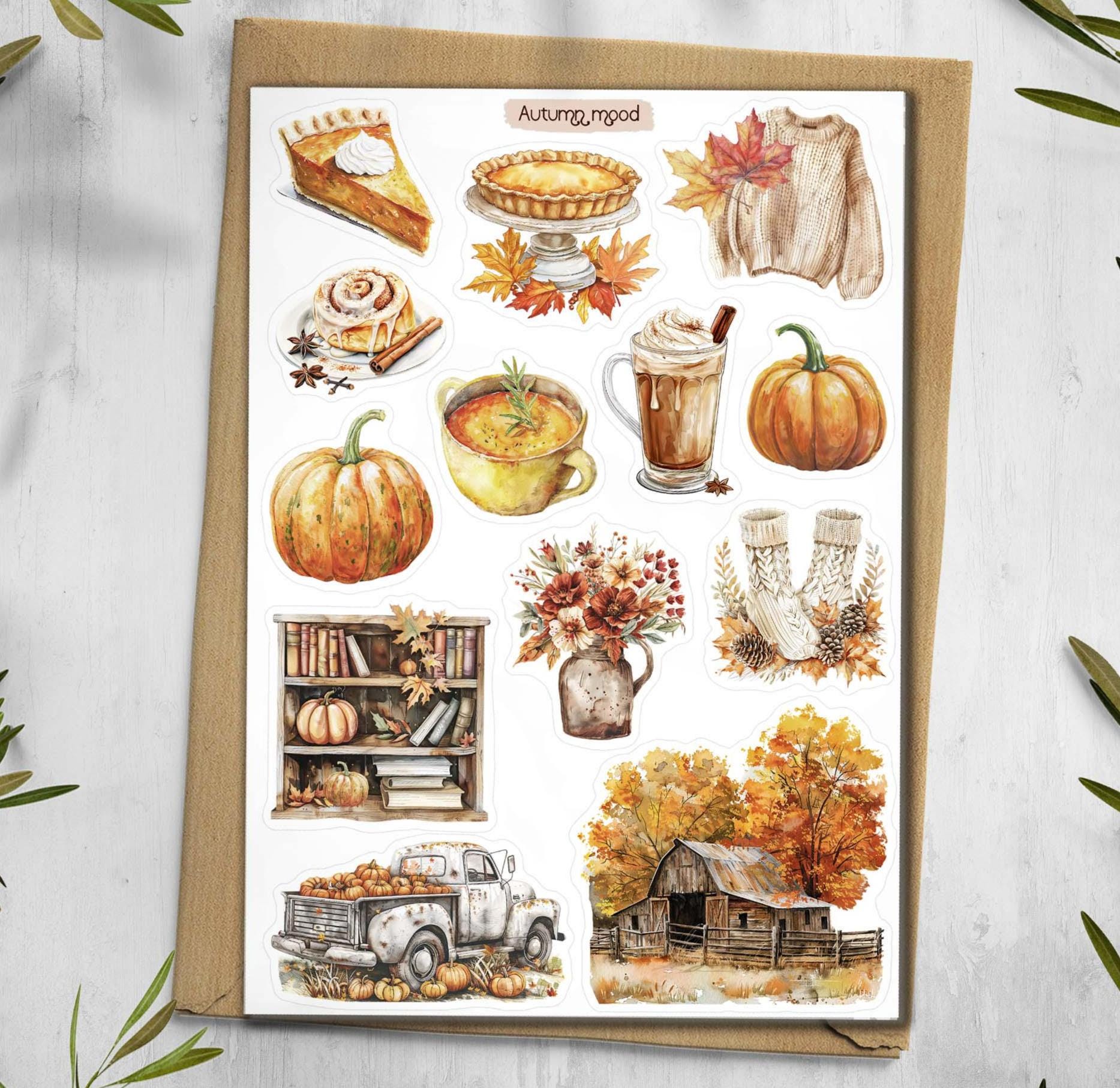 Autumn Mood Sticker. Fall Stickers. Cozy Autumn Stickers. Fall Stickers. Cottagecore Stickers. Autumn Planner Stickers. Amber Sticker