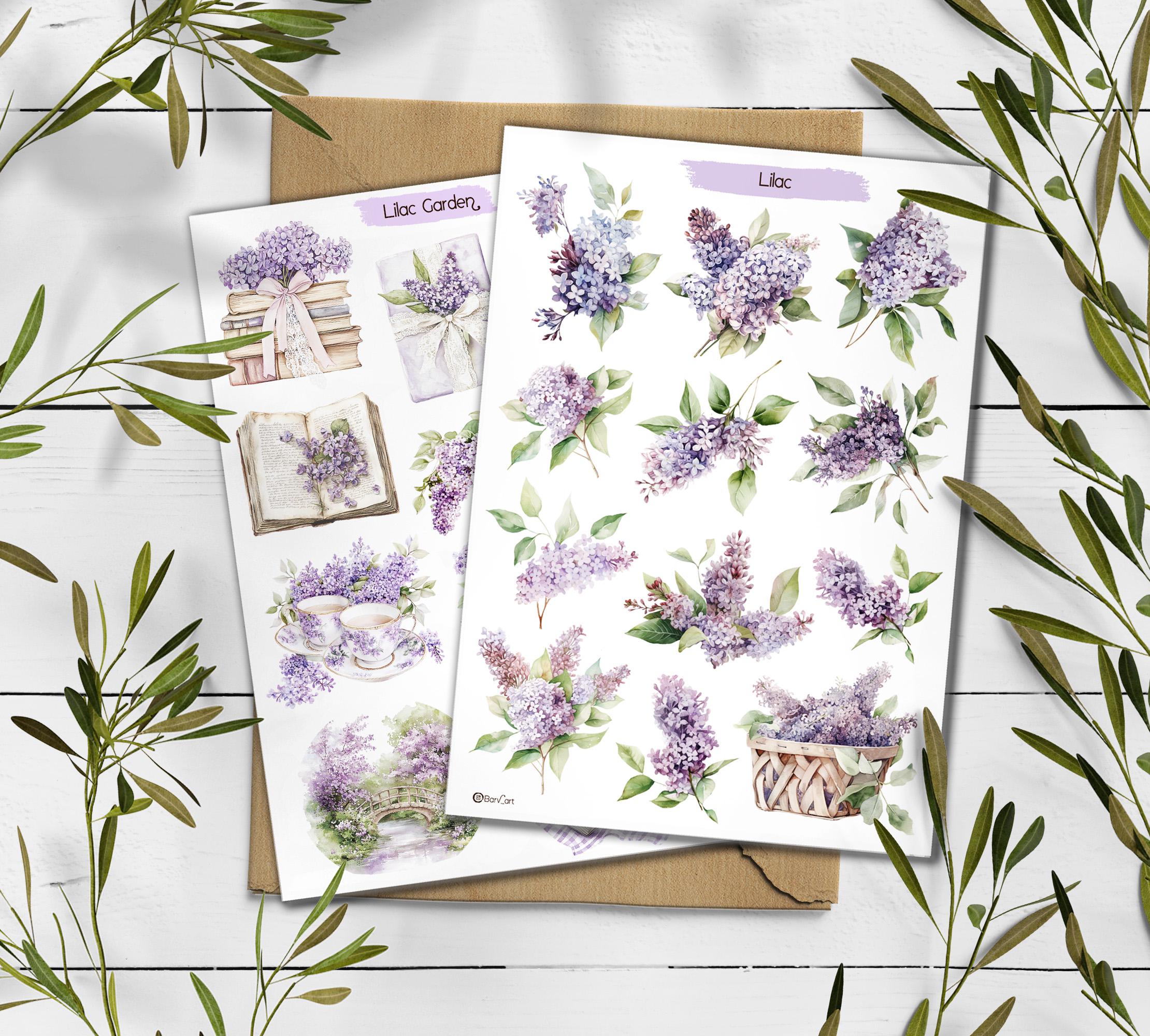 Lilac Garden Stickers: Floral Planner Stickers