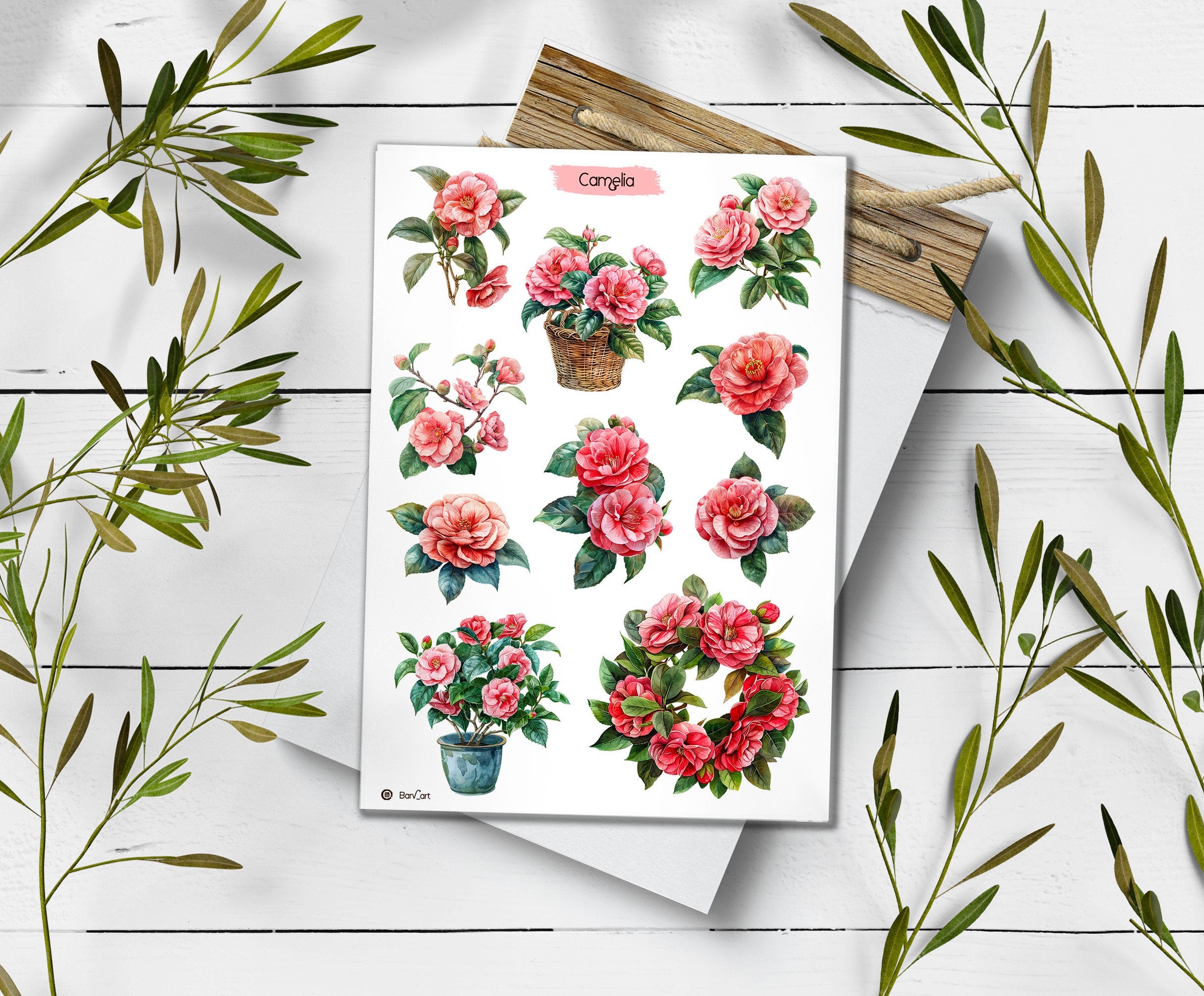 Camelia Flower Stickers