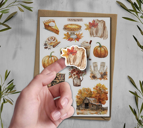 Autumn Mood Sticker. Fall Stickers. Cozy Autumn Stickers. Fall Stickers. Cottagecore Stickers. Autumn Planner Stickers. Amber Sticker