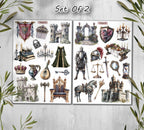 Medieval Witchcraft Stickers: Castlecore Scrapbook Decals. Knight stickers