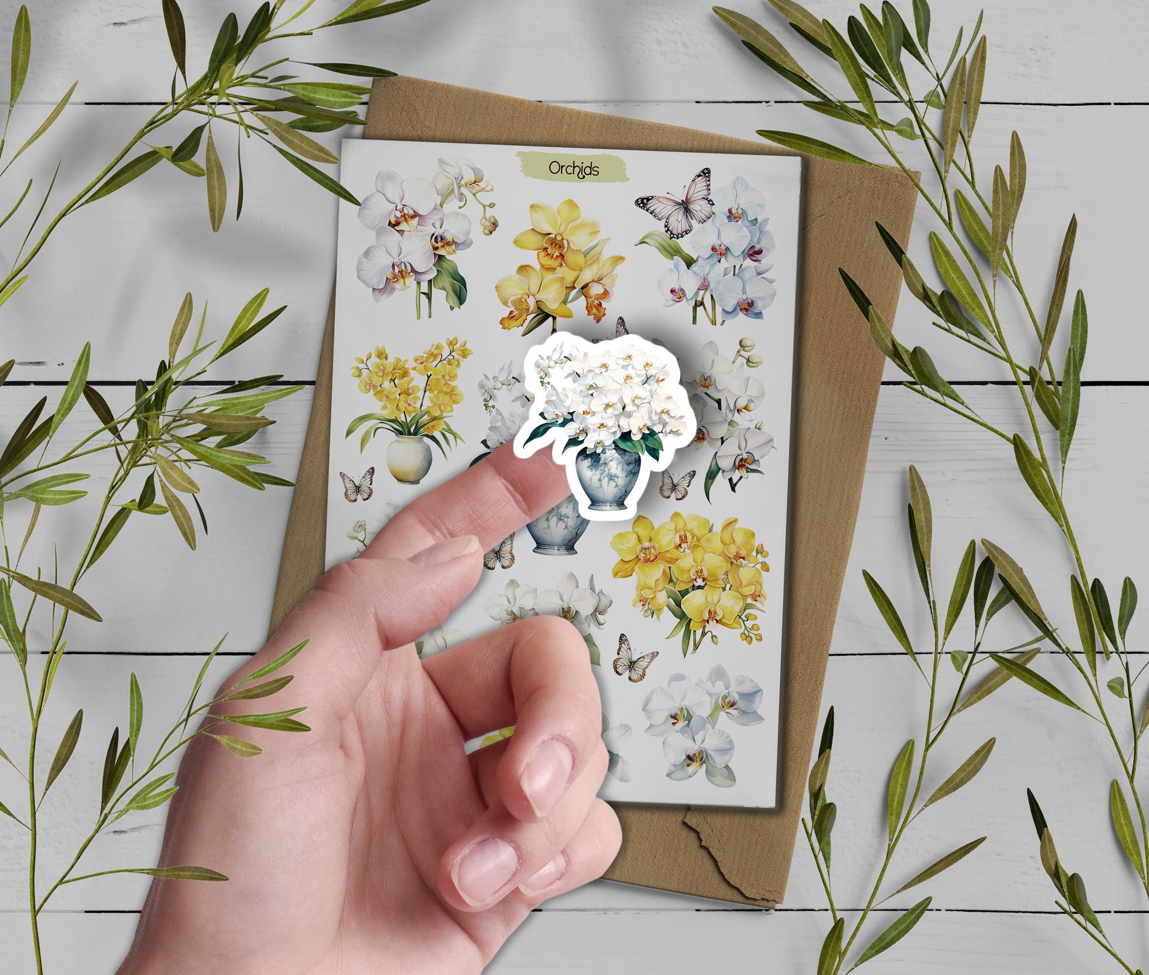 Watercolor Orchid Sticker Sheet: Floral Planner Stickers