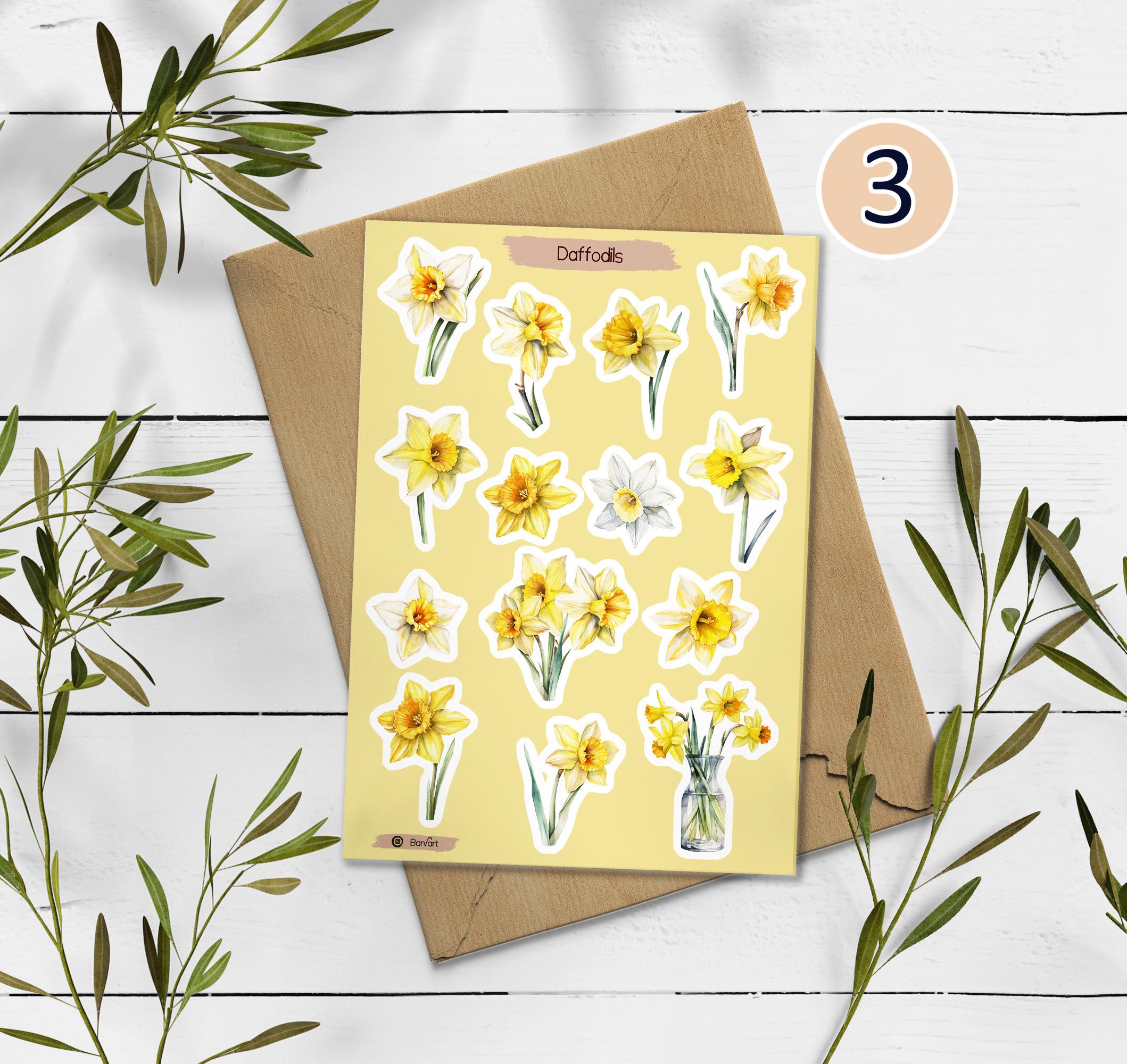 Daffodils Stickers: Yellow Flower Planner Stickers