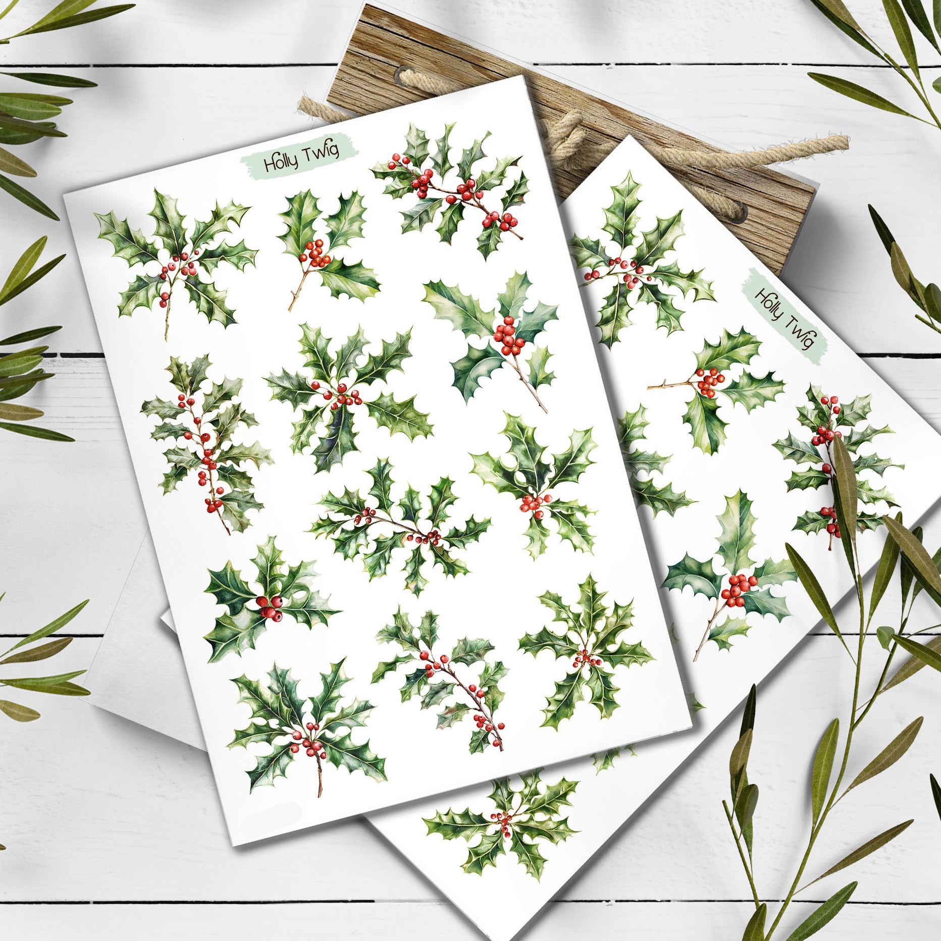 Holly Christmas Stickers