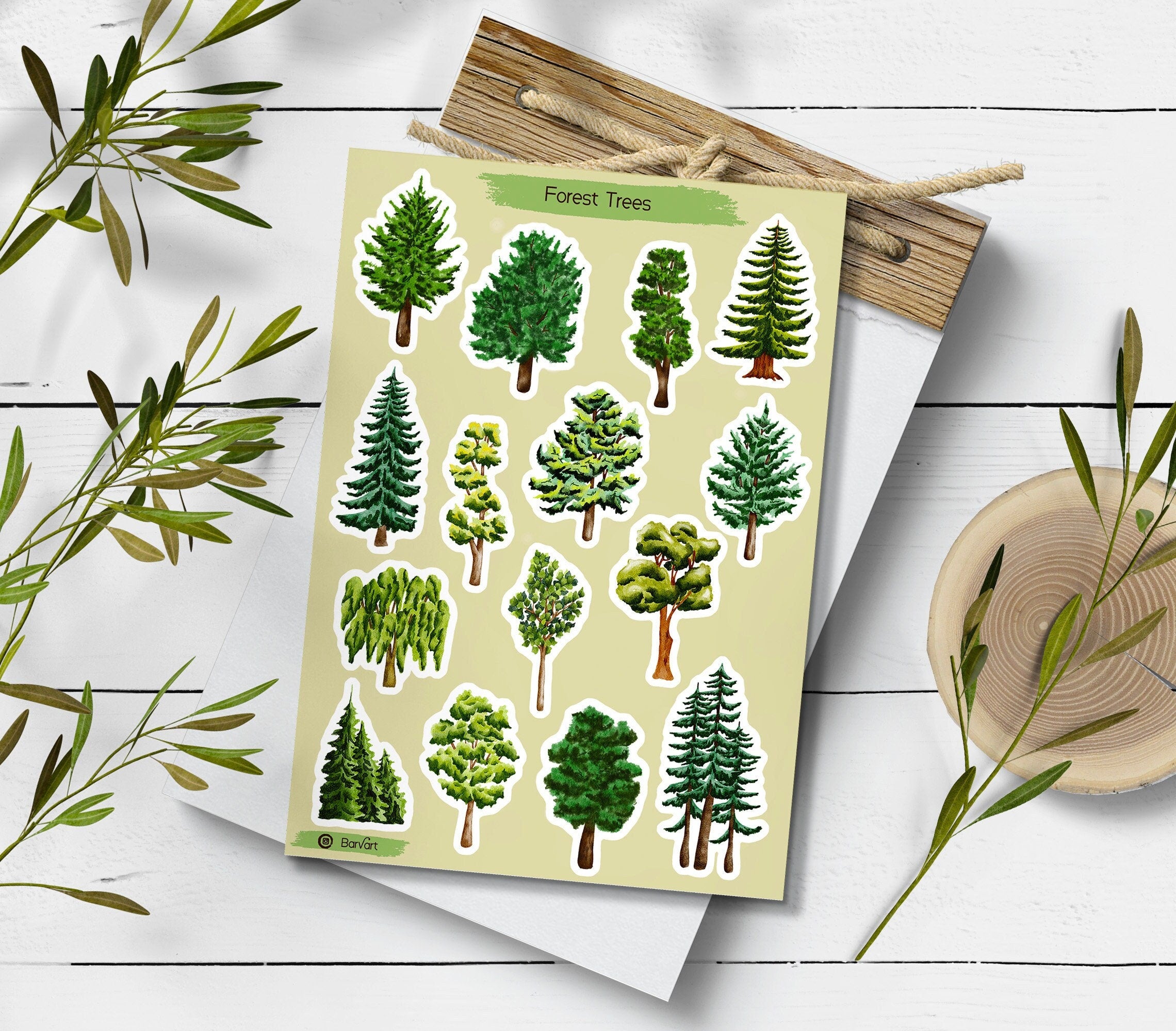 Watercolor Forest Stickers