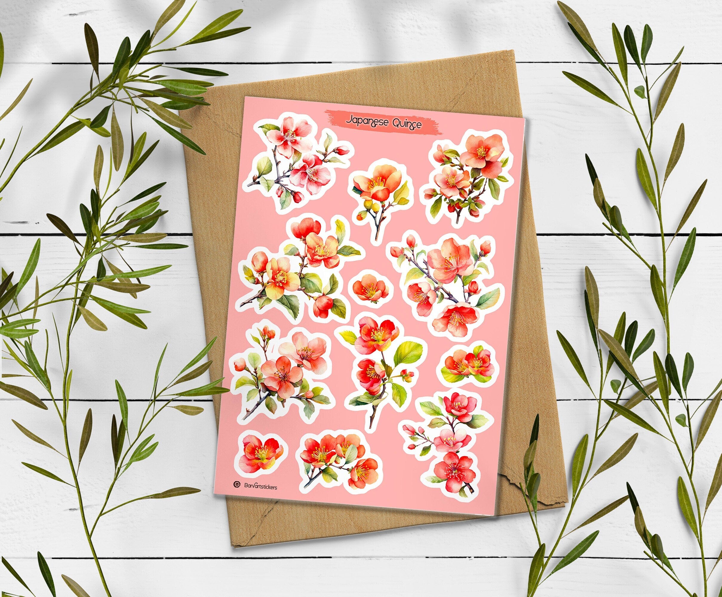 Japanese Quince Floral Stickers