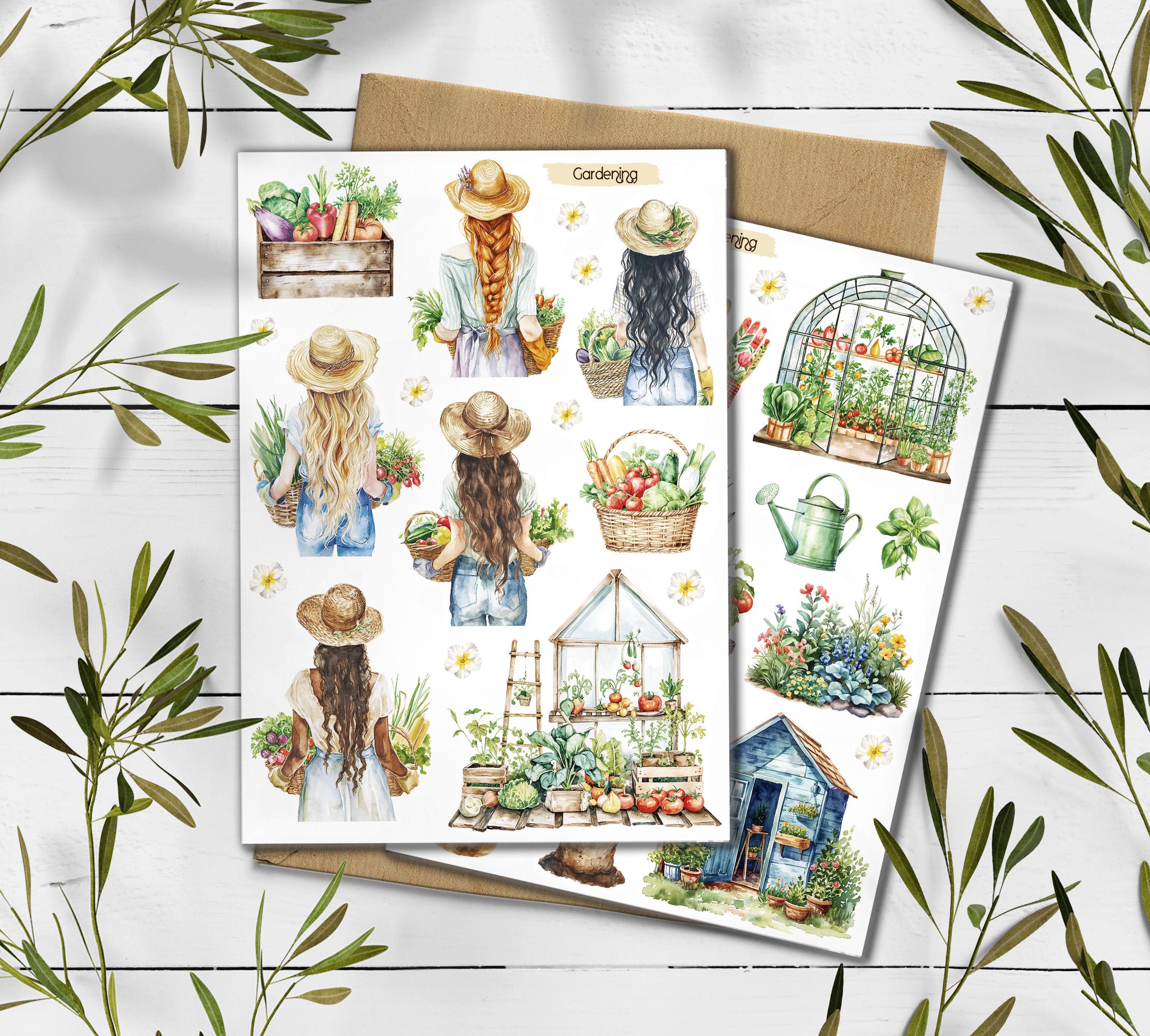Gardening Stickers: Farmhouse Fruit & Vegetable Planner Stickers