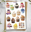 Cupcake stickers. Berries & Fruits Sticker sheet. Planner, Journal, Scrapbook stickers