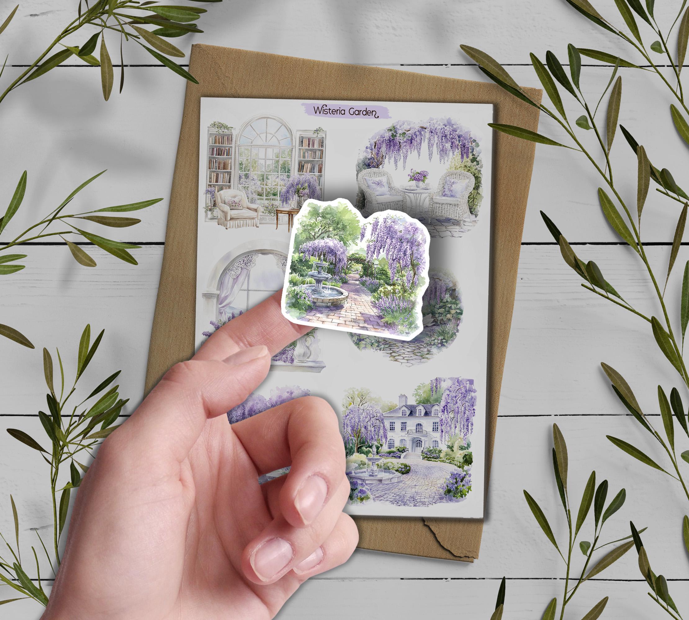 Wisteria sticker sheet. Purple Wisteria Stickers. Wisteria Flower Stickers. Summer Blossom Stickers. Bullet Journal. Violet Planner Sticker