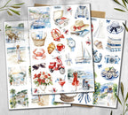 French Riviera Stickers. Summer Travel Scrapbook Stickers. Sea cost stickers