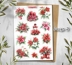 Poinsettia Christmas Stickers