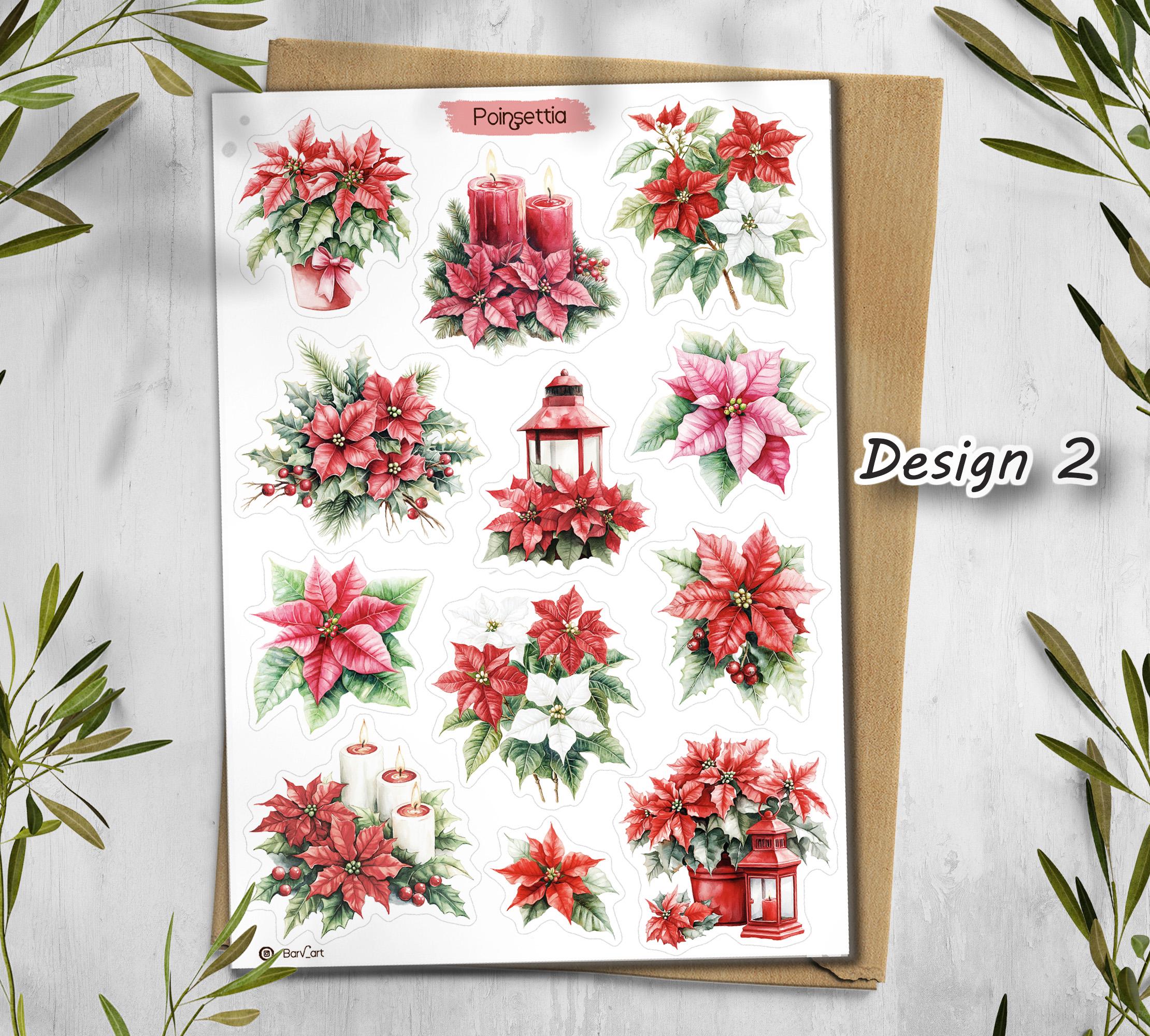 Poinsettia Christmas Stickers