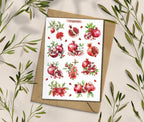 Pomegranate Sticker Sheet. Summer Fruit Stickers. Planner, Scrapbooking Stickers