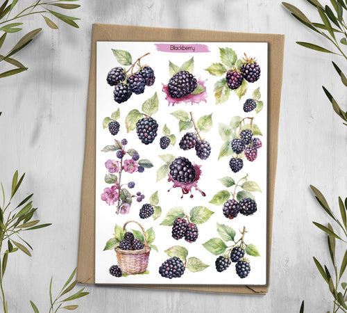 Blackberry Stickers. Cottagecore Planner Stickers. Summer Berry Stickers. Journal. Scrapbooking Stickers