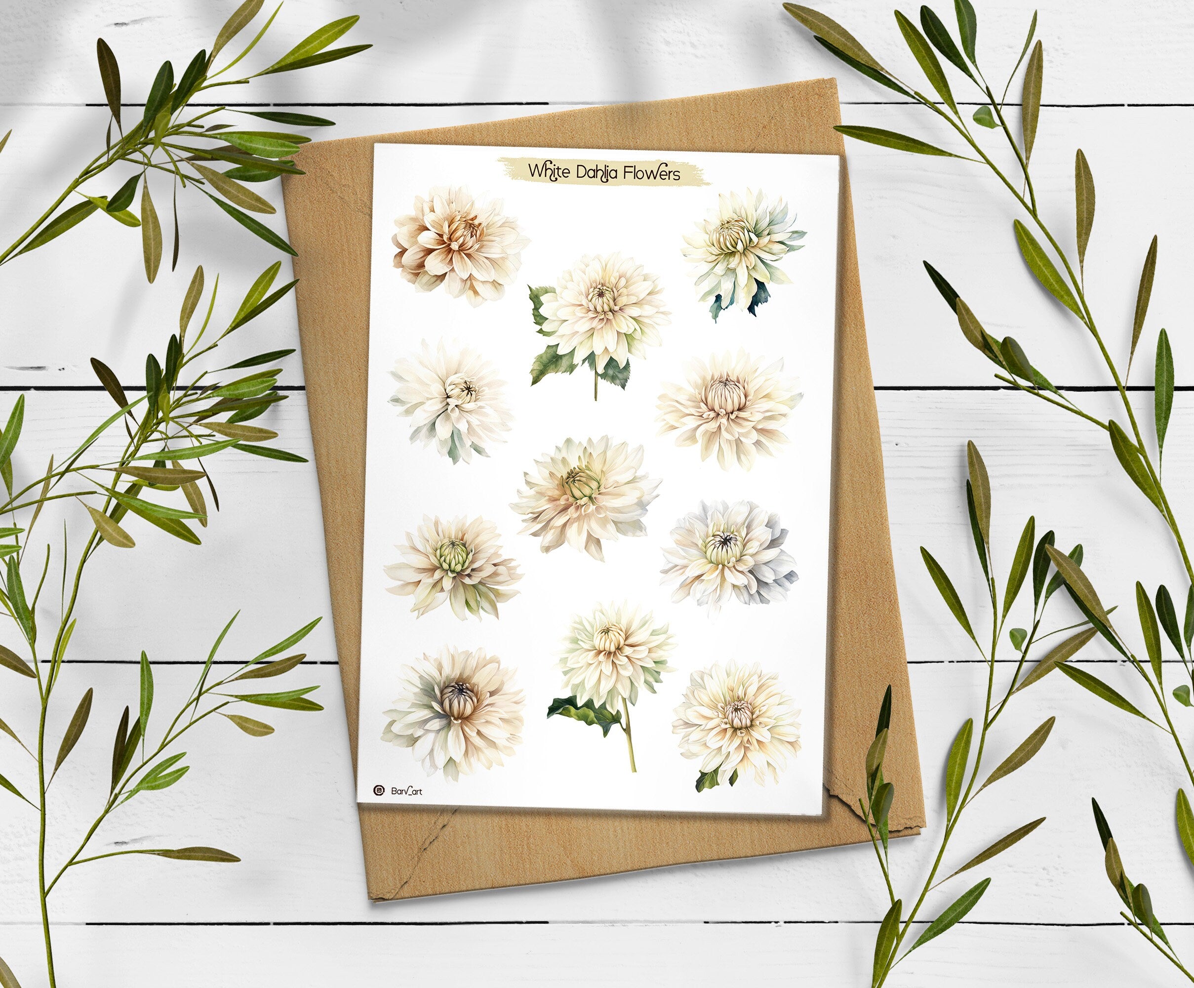 Dahlia Sticker Sheet: Floral Planner Stickers