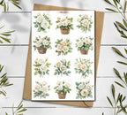 White Roses Sticker Pack: Floral Bouquet, Scrapbooking