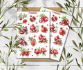 Pomegranate Sticker Sheet. Summer Fruit Stickers. Planner, Scrapbooking Stickers