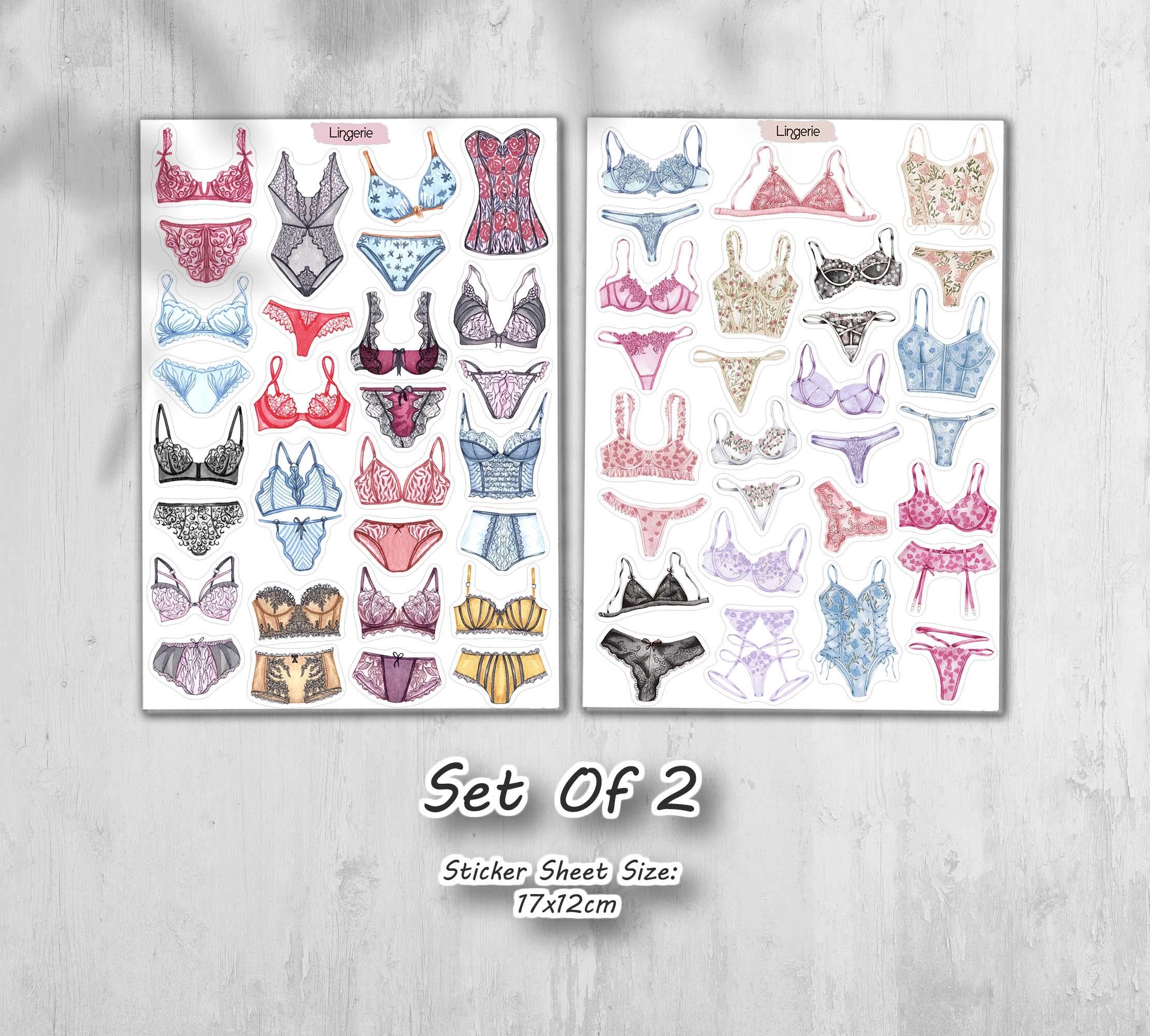 Lingerie Stickers. Lace Stickers. Fashion Stickers. Underwear Stickers. Bra Stickers. Planner, Junkjournal, Scrapbook