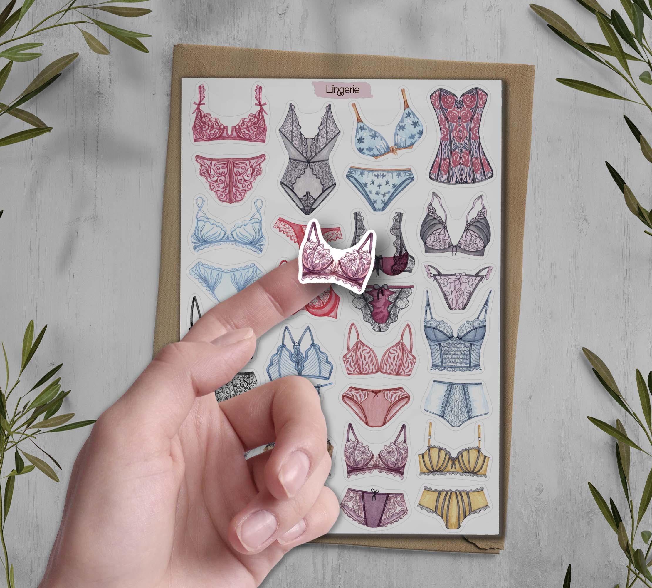 Lingerie Stickers. Lace Stickers. Fashion Stickers. Underwear Stickers. Bra Stickers. Planner, Junkjournal, Scrapbook