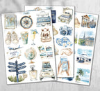 Summer Travel Stickers. Europe Holiday Stickers. Summer Planner Stickers. Scrapbooking