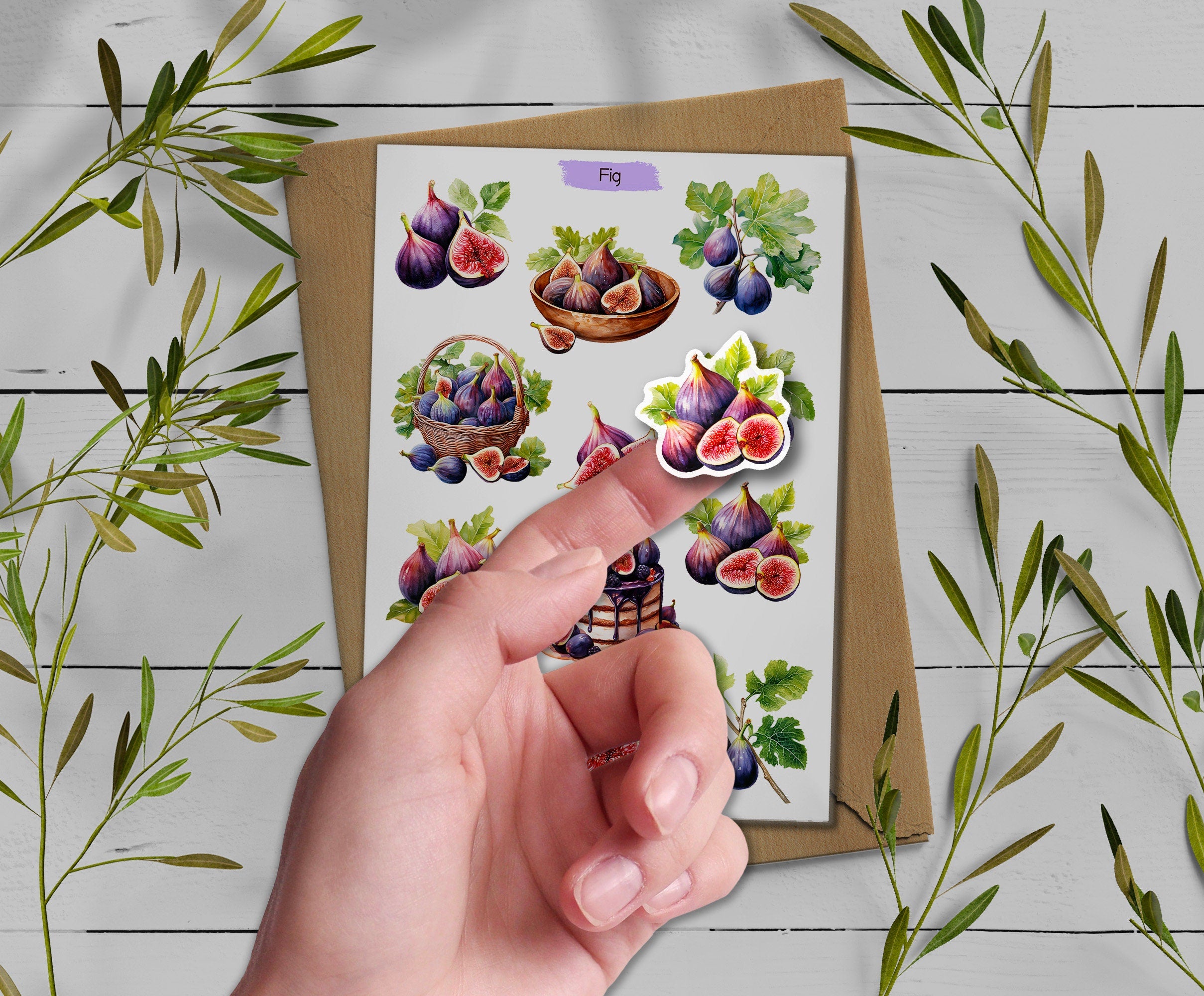 Fig Sticker Sheet: Summer Fruit Stickers for Journaling