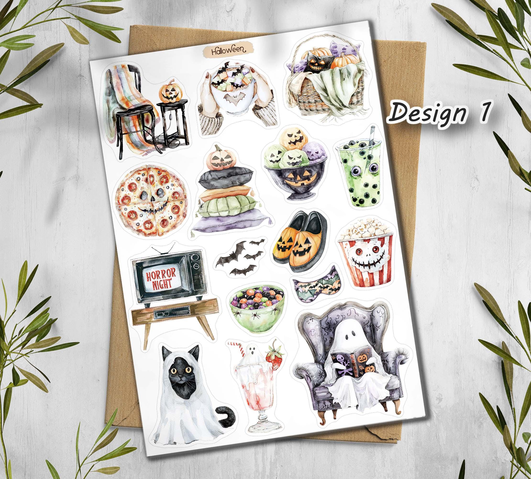 Halloween Stickers. Witch, Ghost, Pumpkin Scrapbooking Stickers. Fall Halloween planner stickers.