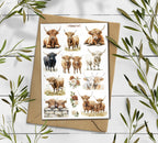 Highland Cow Stickers: Scottish Cattle, Planner Scrapbooking