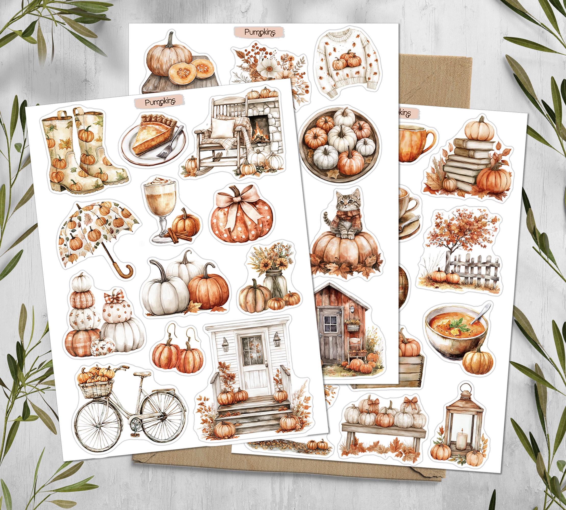 Autumn Pumpkins Stickers. Fall Stickers. Autumn Stickers. Fall Stickers. Farmhouse Stickers. Autumn Planner Stickers. Amber Sticker