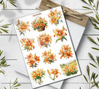 Lily Flower Sticker Pack: Botanical Scrapbooking Stickers