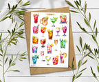 Tropical Cocktail Stickers: Summer Planner, Scrapbooking