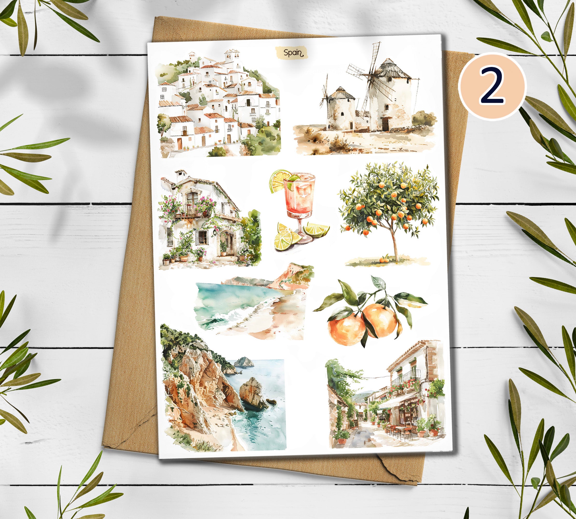 Spain Travel Stickers| Mediterranean Holiday| Scrapbook Planner