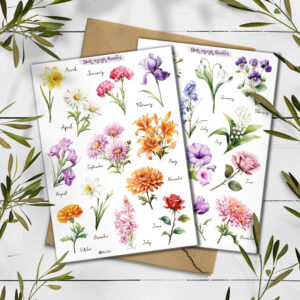 Birth Month Flower Stickers. Wildflowers Sticker Pack.