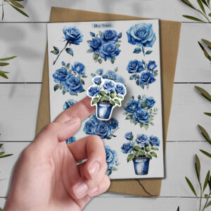 Blue Roses Stickers. Blue Flower Sticker Pack