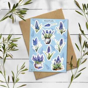 Muscari Stickers. Muscari Floral Stickers. Spring Blossom Stickers.