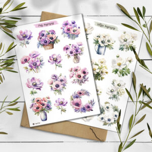 Anemone Stickers. Summer Stickers.