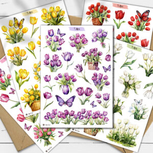 Tulips Stickers. Spring Floral Stickers
