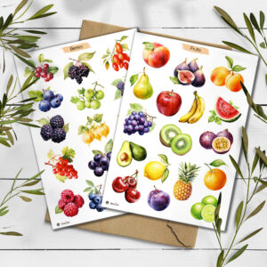 Berries and Fruits Stickers. Summer Sticker.